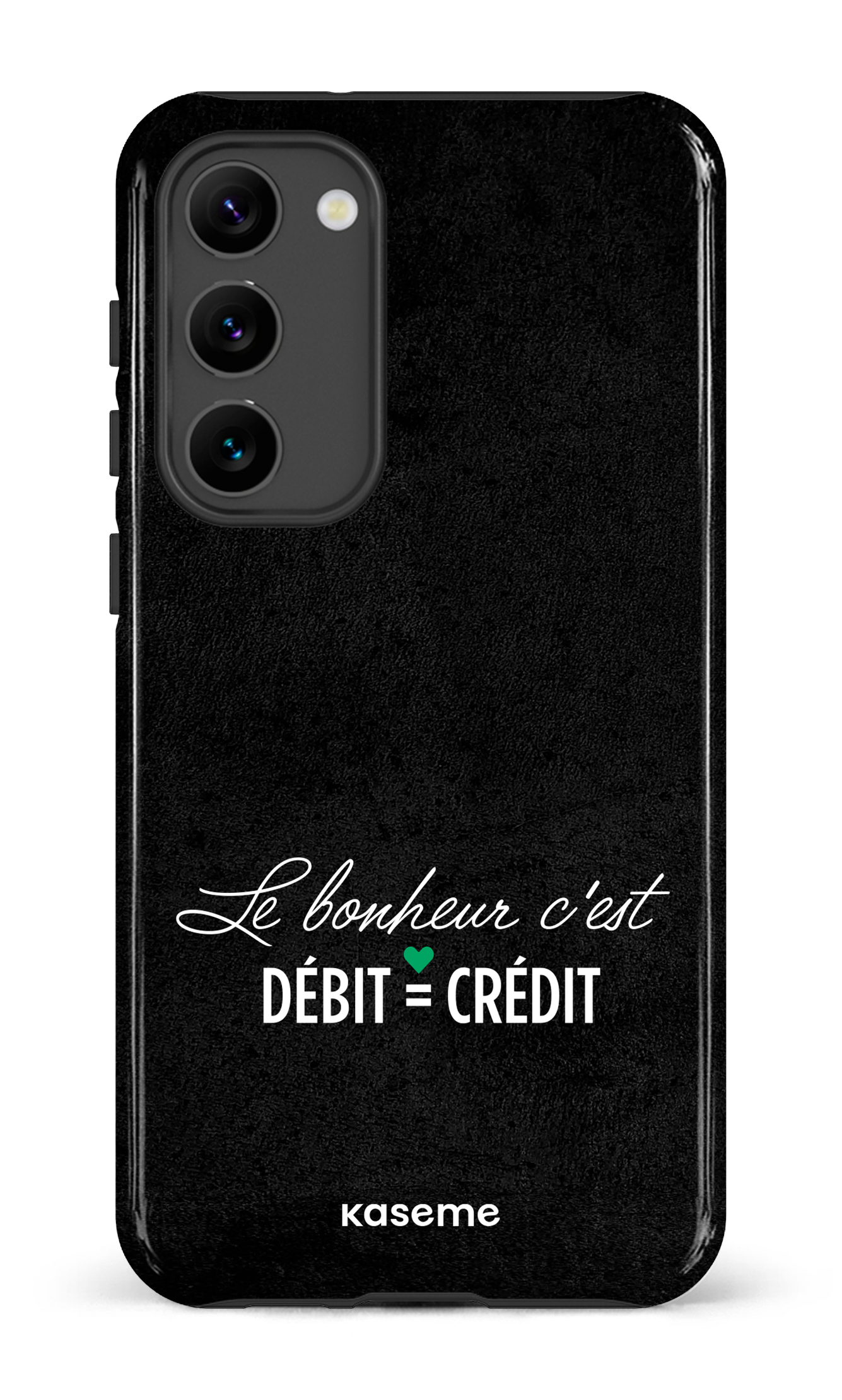 Galaxy S23 Plus Tough Gloss Le bonheur c'est débit = crédit (noir) -