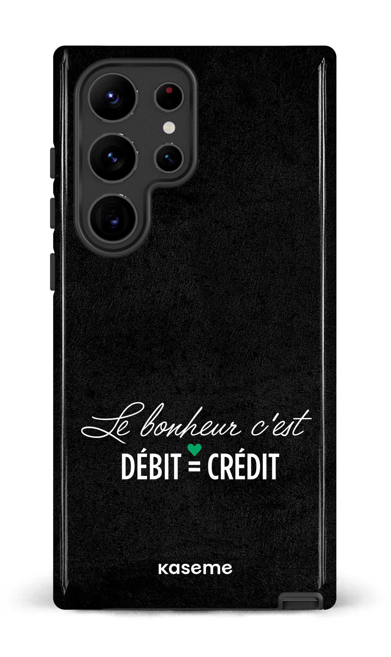 Galaxy S23 Ultra Tough Gloss Le bonheur c'est débit = crédit (noir) -
