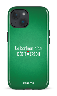 Le bonheur c'est débit = crédit (vert) - iPhone 15 Tough (Gloss)