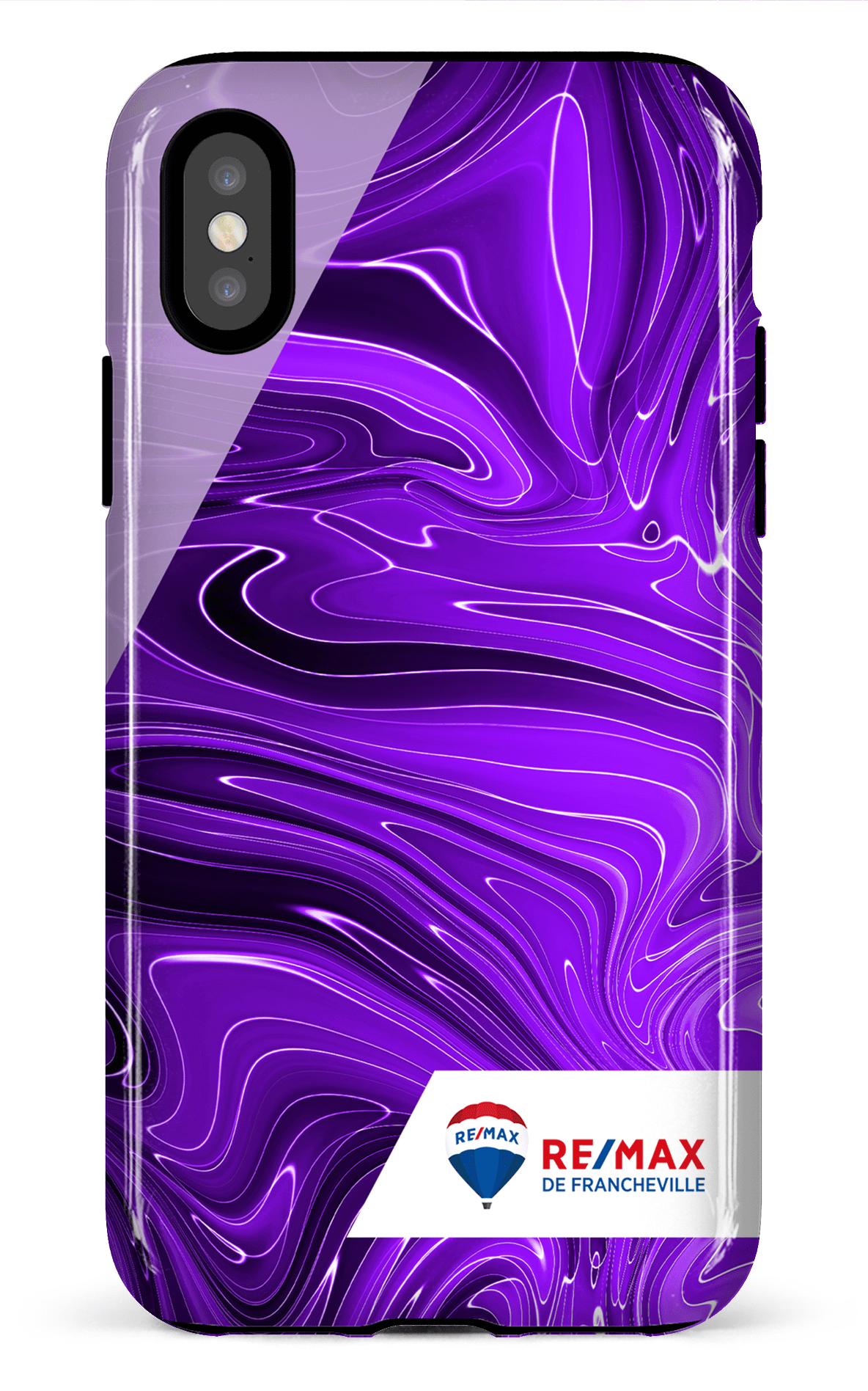 iPhone X/XS Tough Peinture marbrée sombre violette de Francheville -