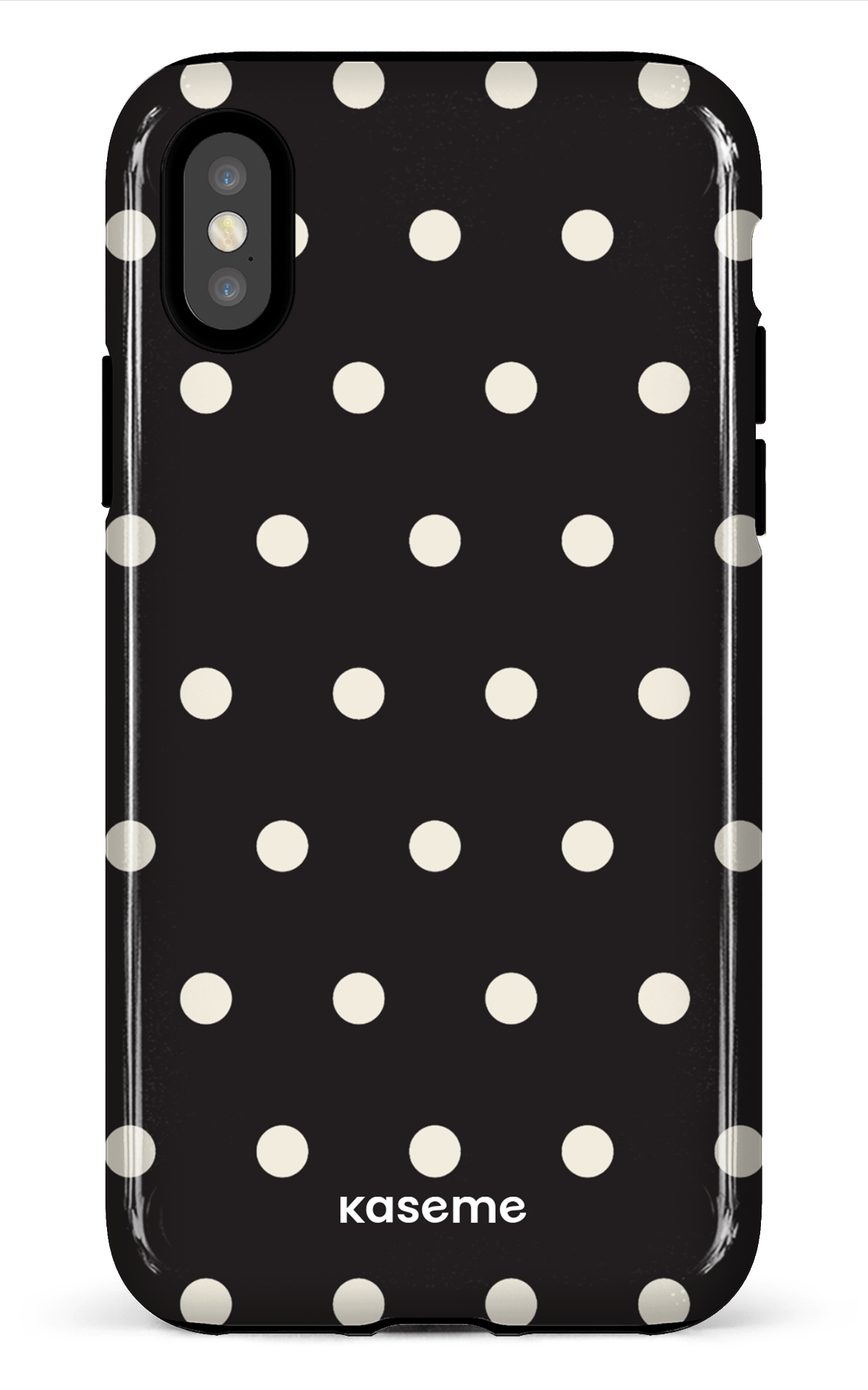 iPhone X/XS Tough Polka Black -
