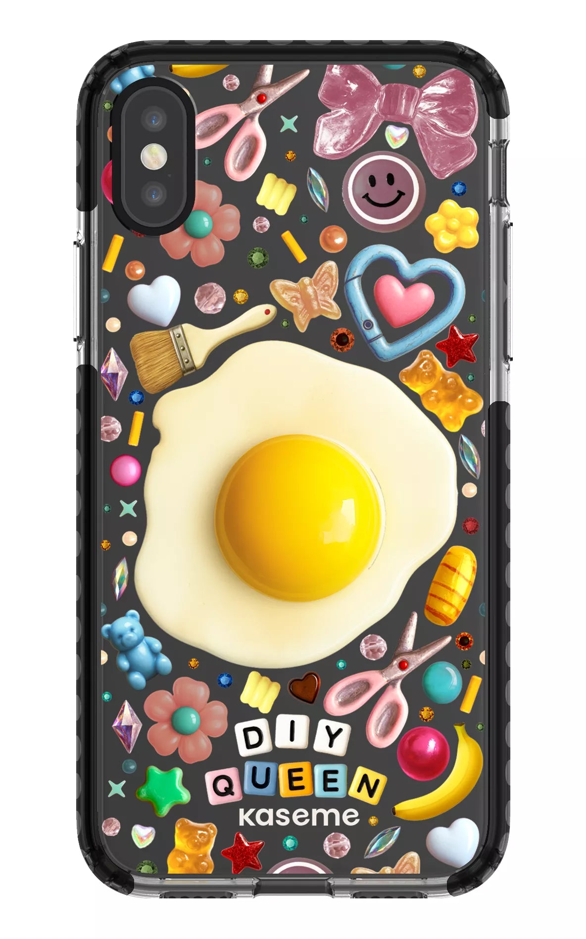 iPhone X/Xs Clear Case - Black DIY Queen Clear Case by Marianne Plaisance -