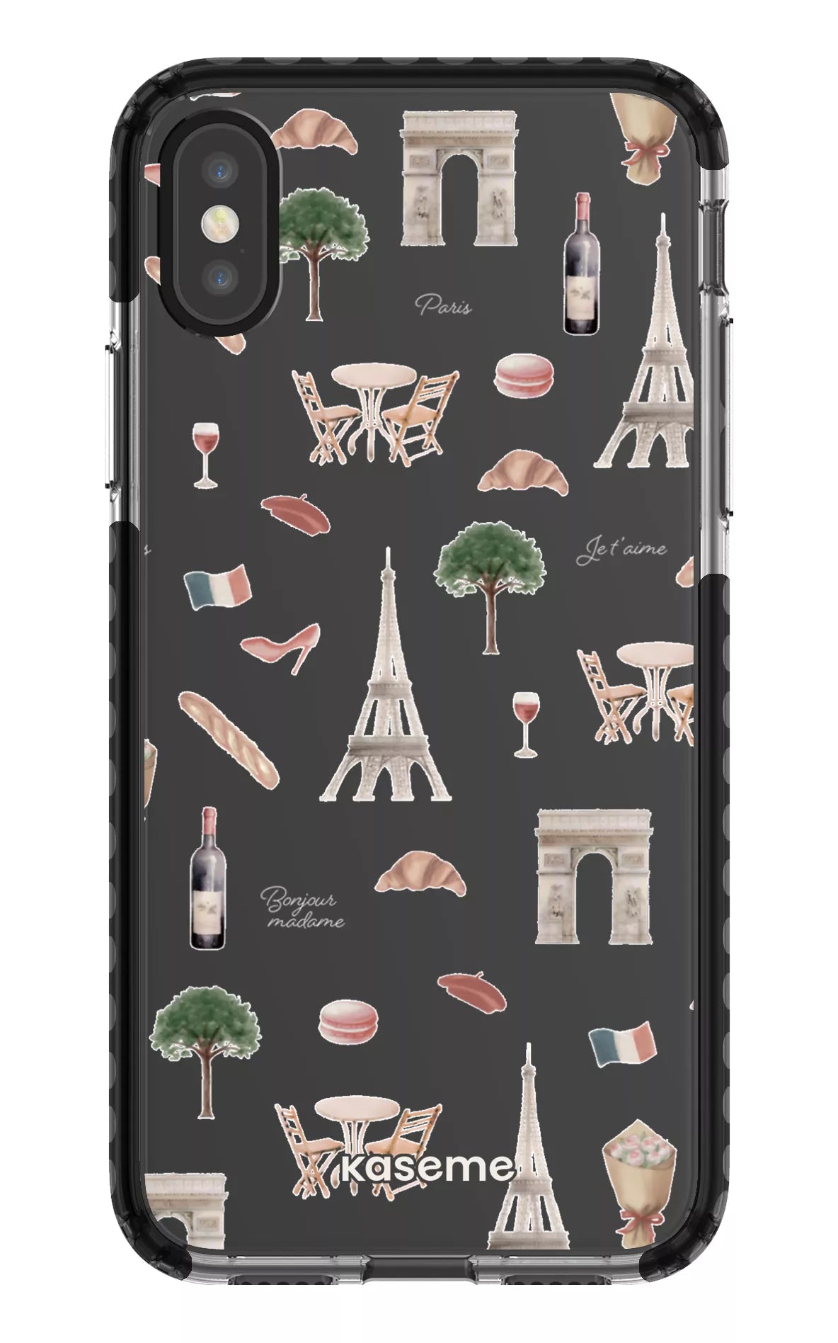 iPhone X/Xs Clear Case - Black Je t'aime Paris Clear Case -