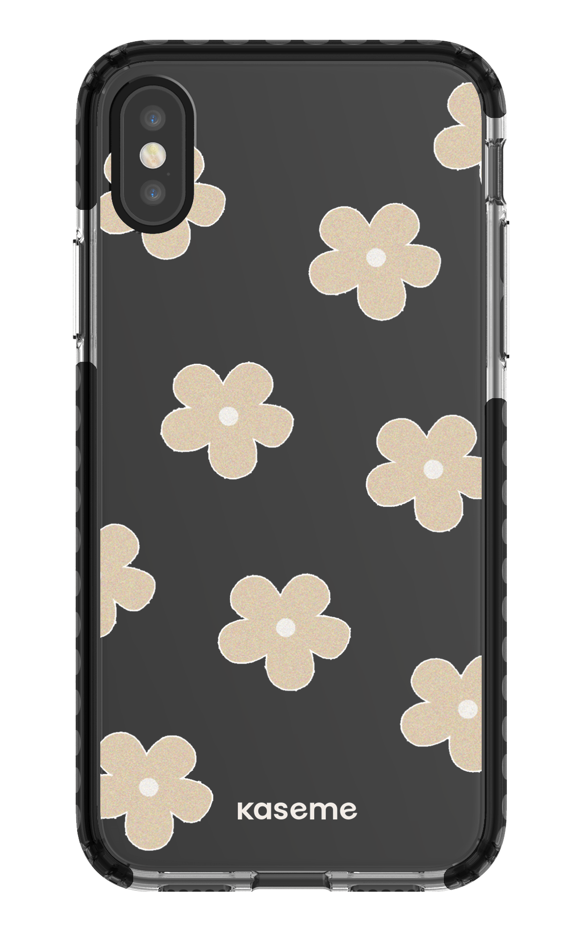 iPhone X/Xs Clear Case - Black Woodstock Beige Clear Case -