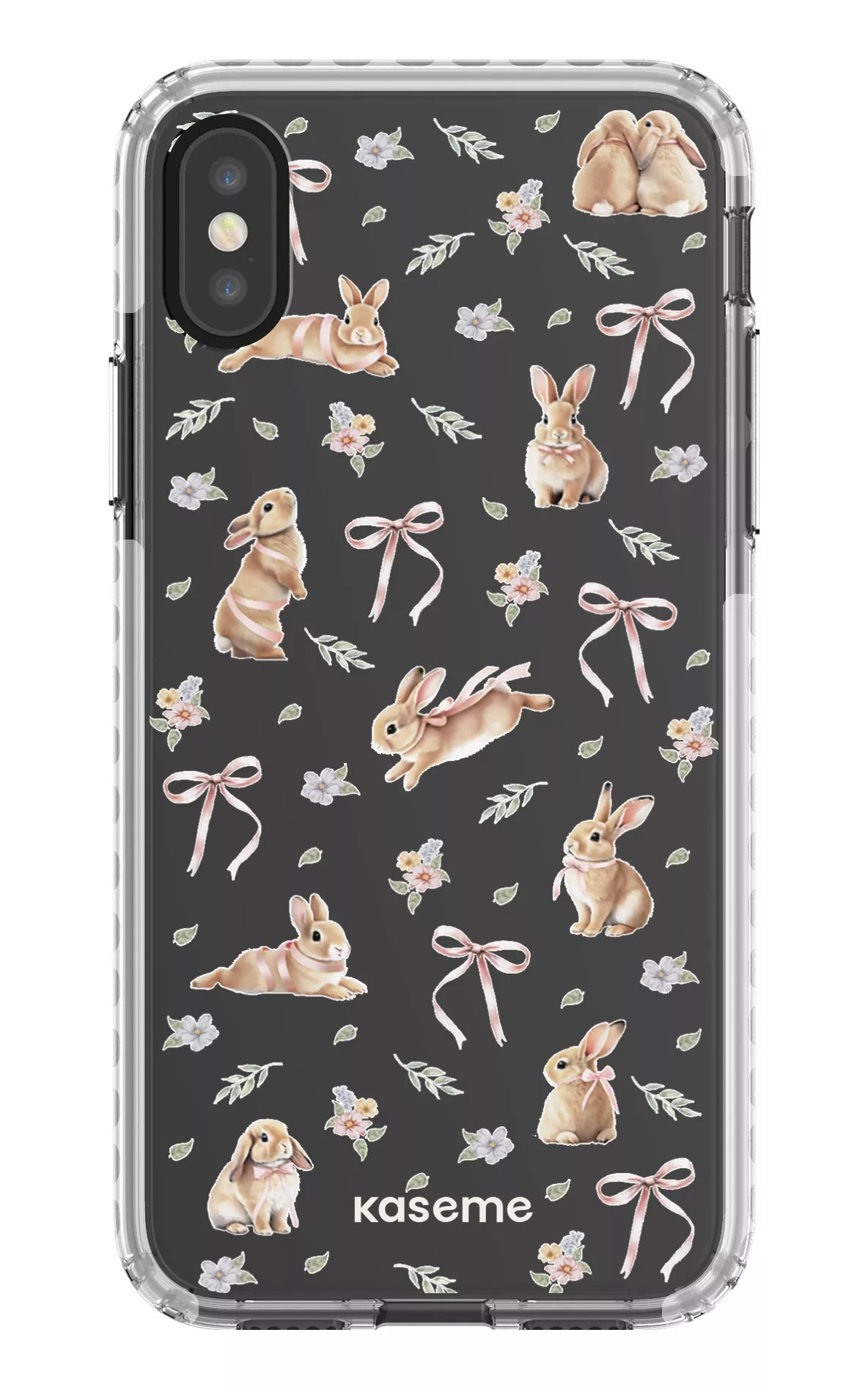 iPhone X/Xs Clear Case - White Bunny Bloom Clear Case -