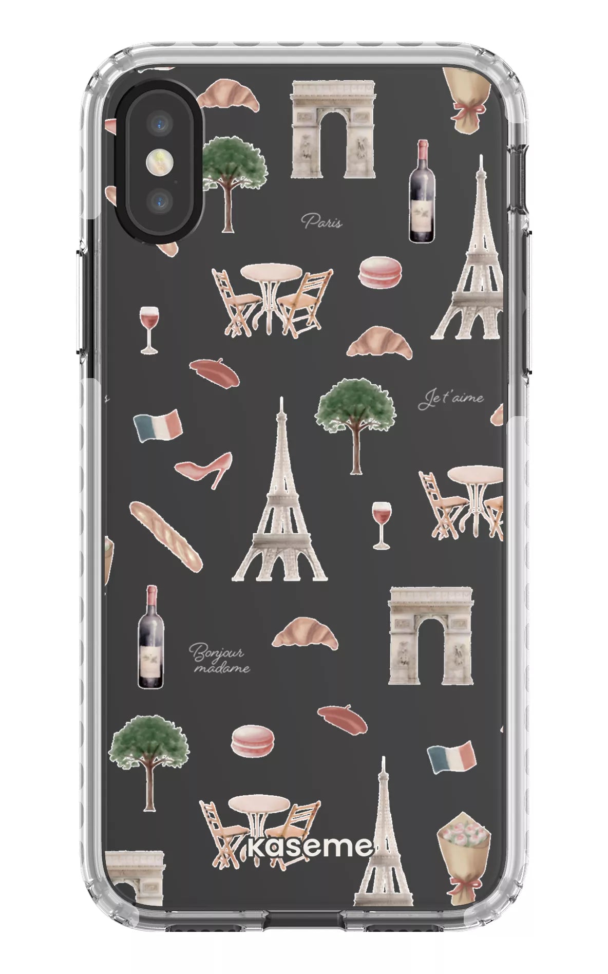 iPhone X/Xs Clear Case - White Je t'aime Paris Clear Case -