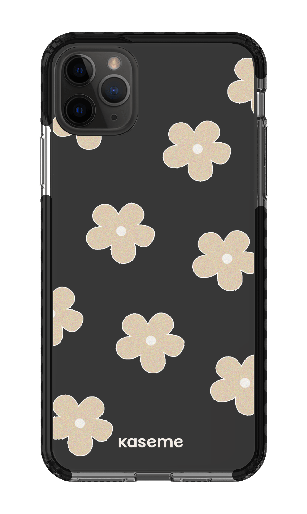 iPhone 11 Pro Max Clear Case - Black Woodstock Beige Clear Case -