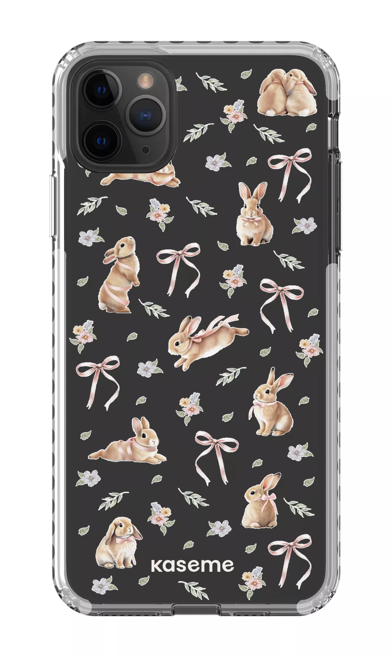 iPhone 11 Pro Max Clear Case - White Bunny Bloom Clear Case -