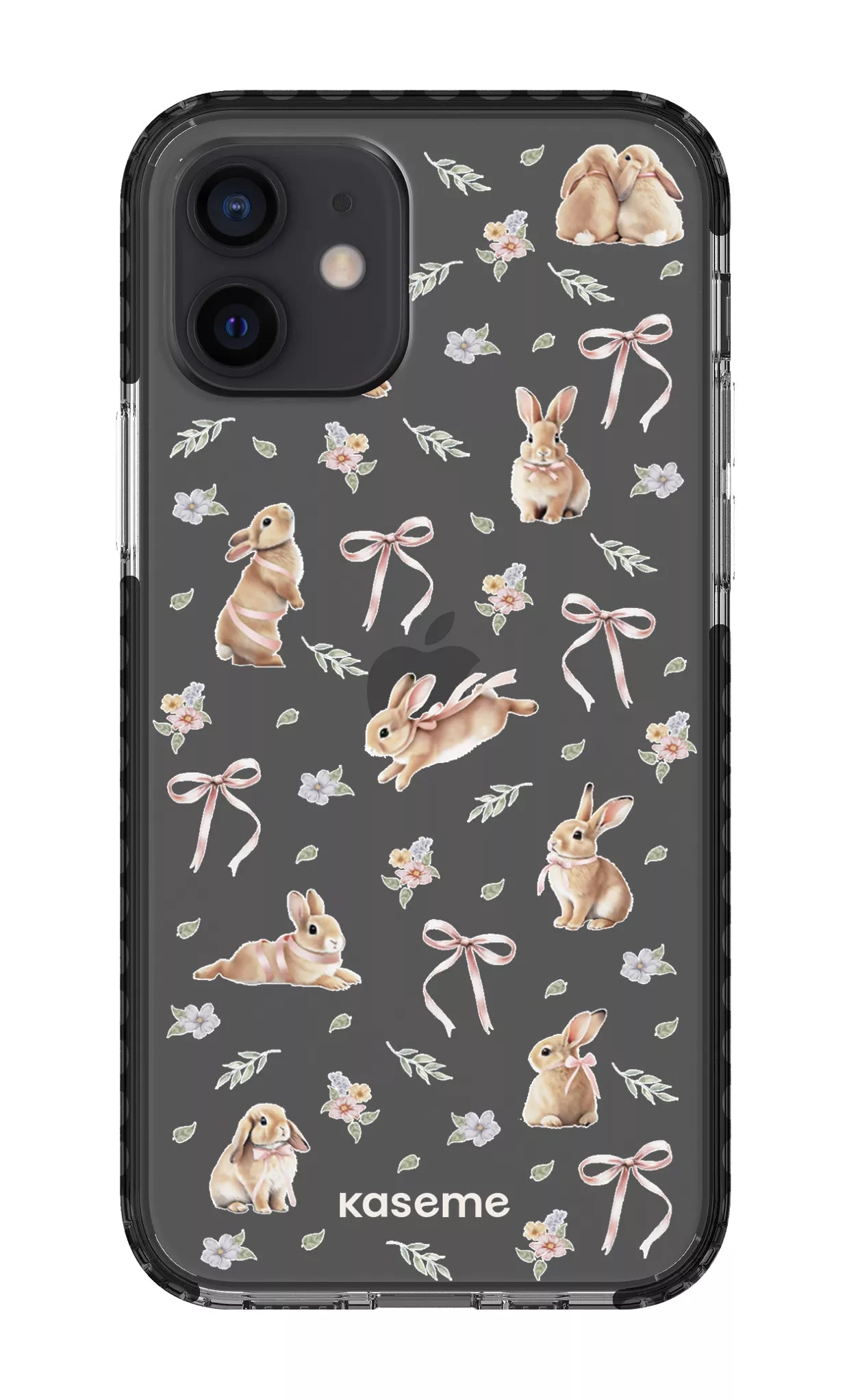 iPhone 12 Clear Case - Black Bunny Bloom Clear Case -