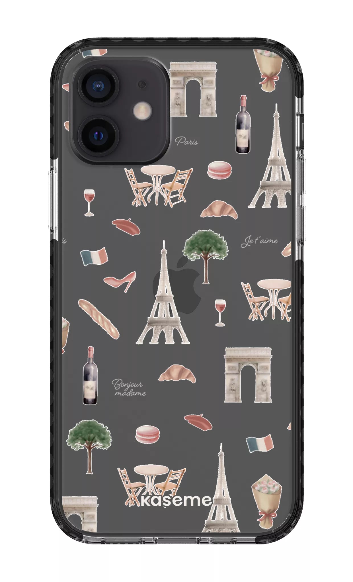 iPhone 12 Clear Case - Black Je t'aime Paris Clear Case -