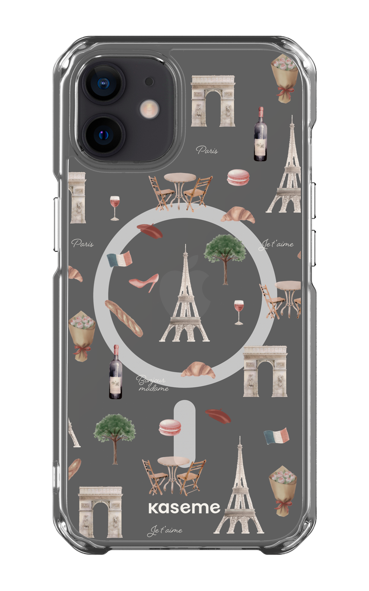 iPhone 12 Clear Case - Magsafe Je t'aime Paris Clear Case -