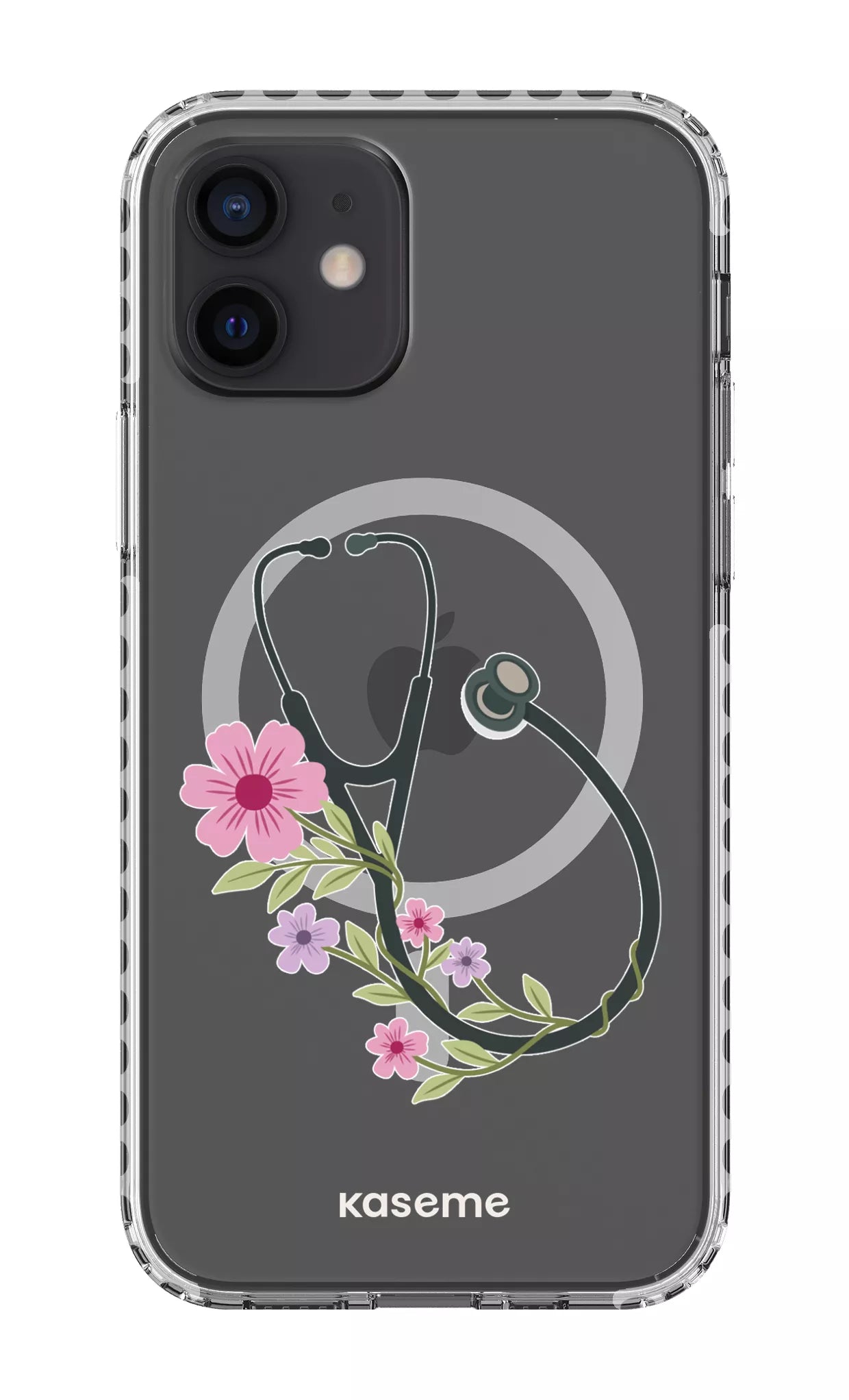 iPhone 12 Clear Case Magsafe - White Blossom Beat Clear Case -