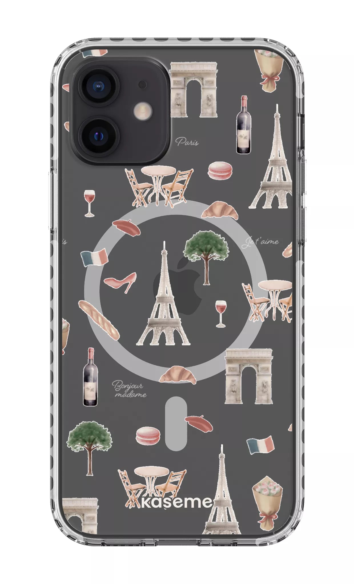 iPhone 12 Clear Case Magsafe - White Je t'aime Paris Clear Case -