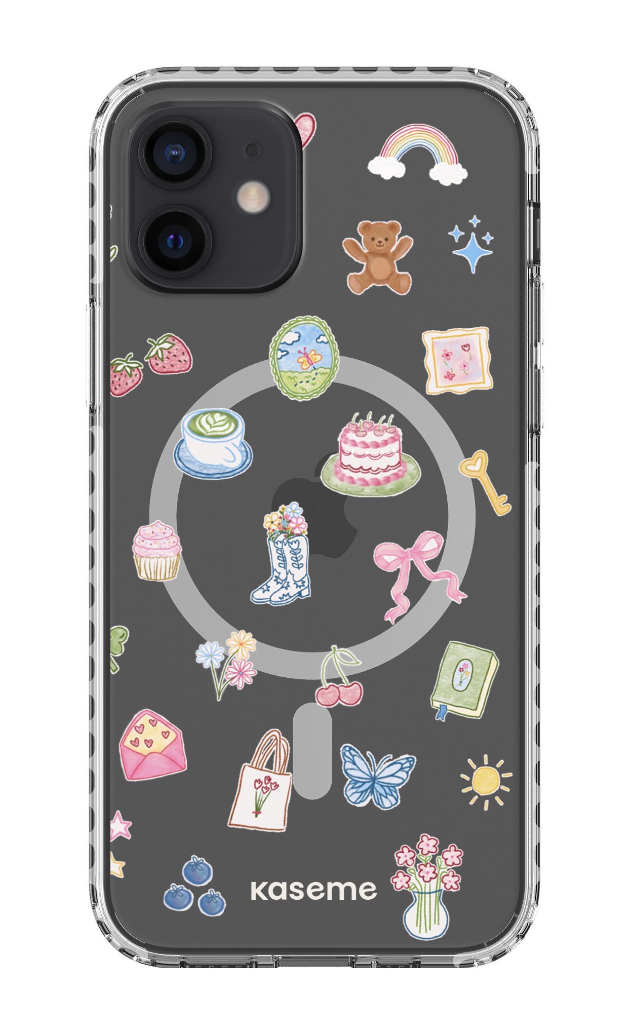 iPhone 12 Clear Case Magsafe - White Poetry Clear Case -