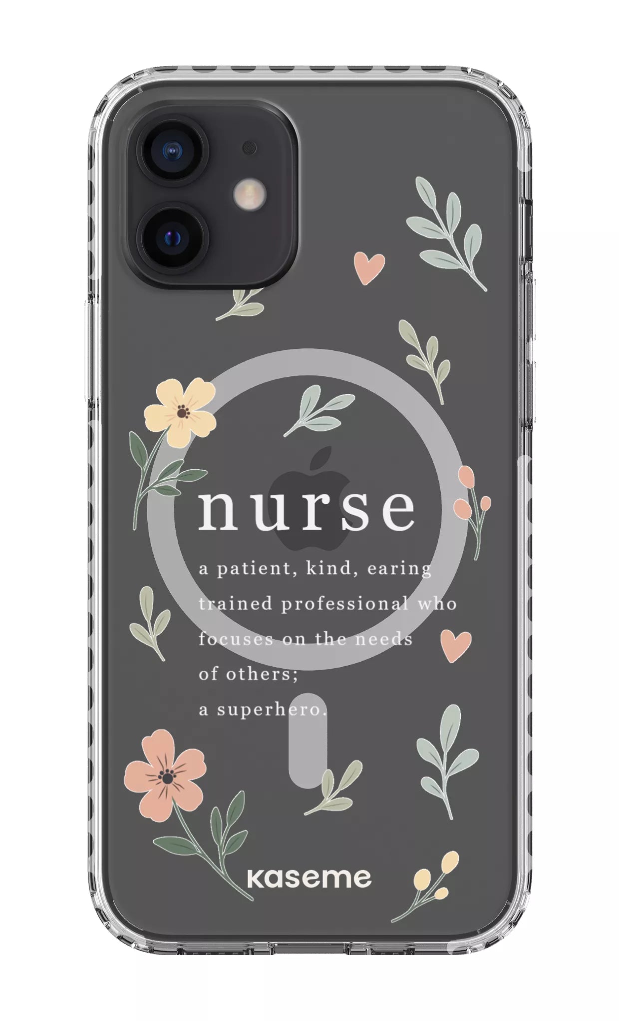 iPhone 12 Clear Case Magsafe - White With Heart Clear Case -