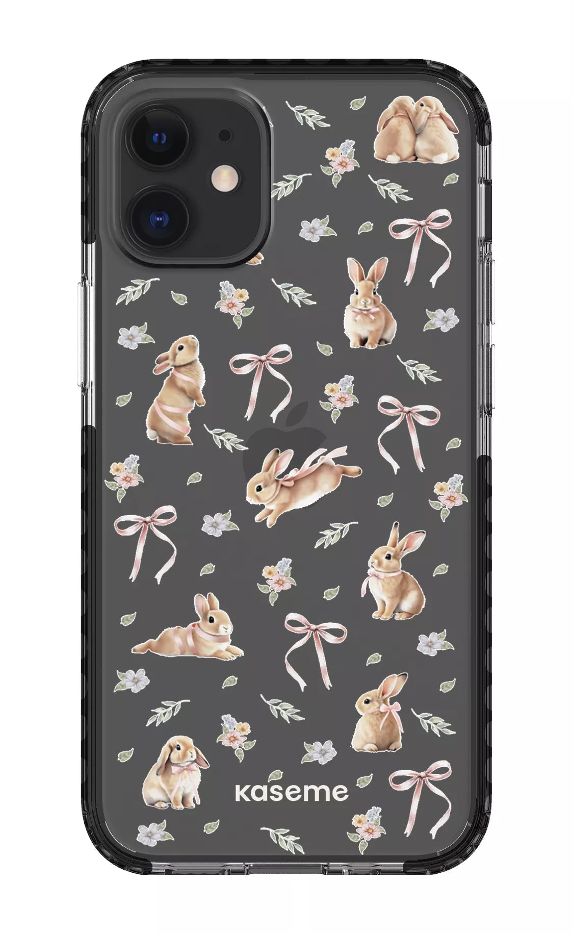 iPhone 12 Mini Clear Case - Black Bunny Bloom Clear Case -