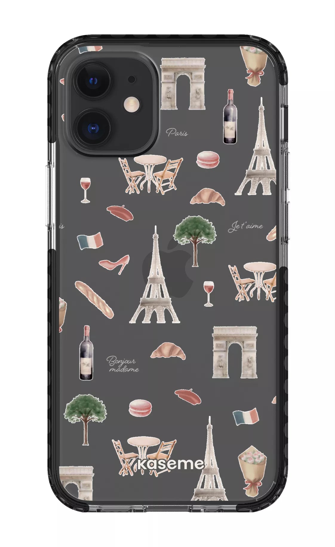 iPhone 12 Mini Clear Case - Black Je t'aime Paris Clear Case -
