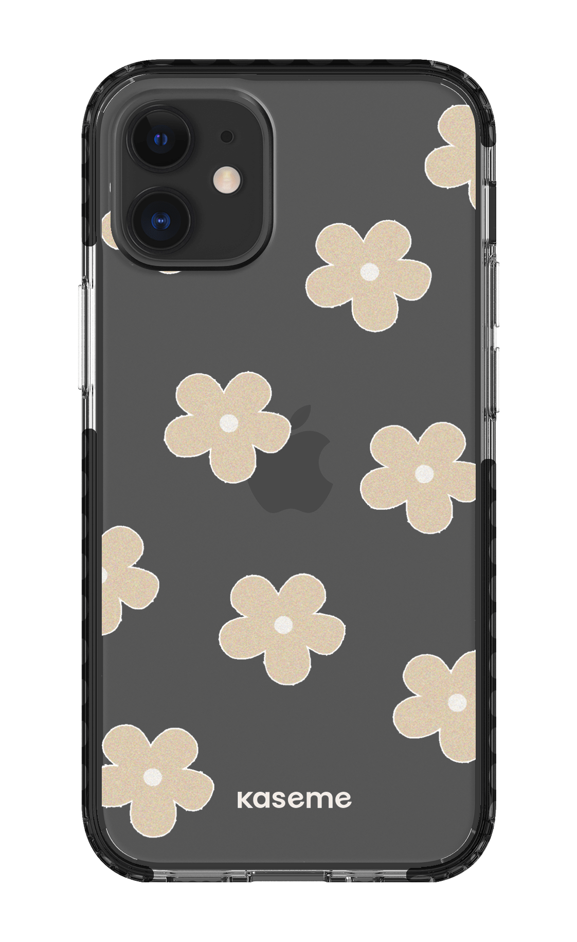 iPhone 12 Mini Clear Case - Black Woodstock Beige Clear Case -