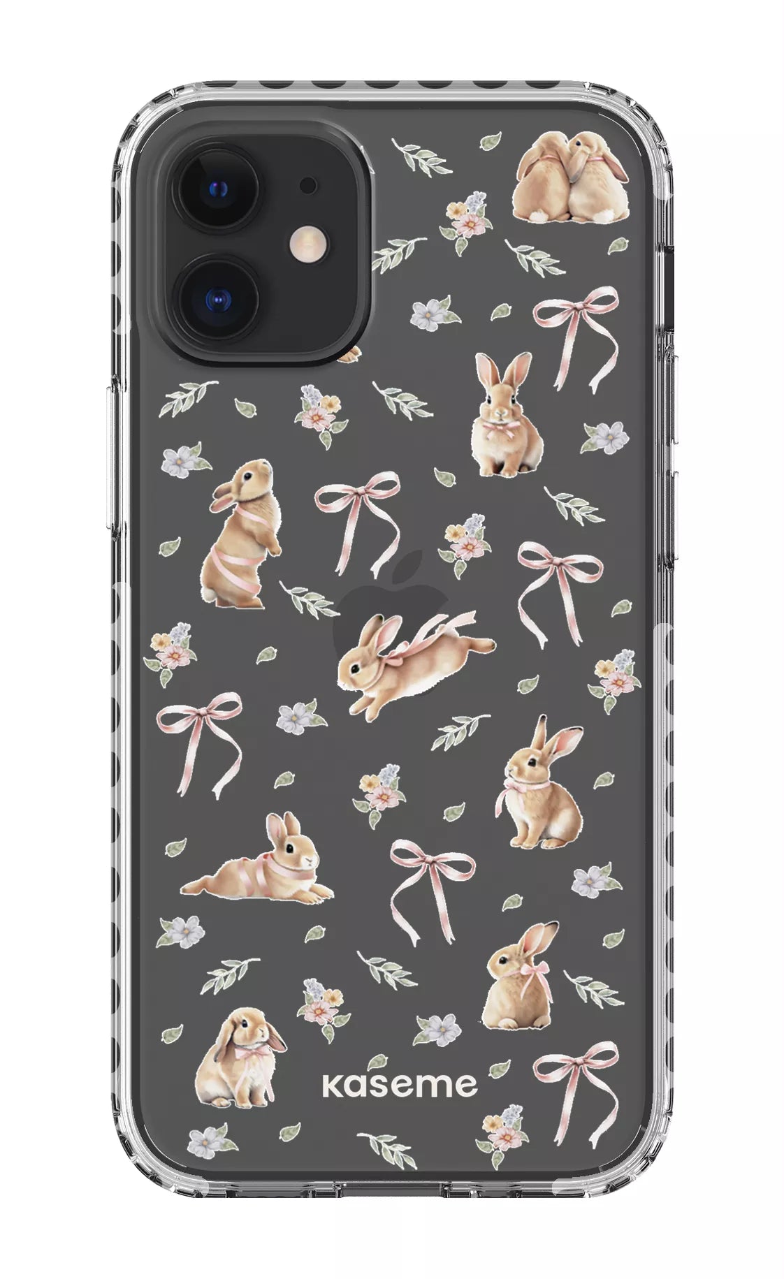 iPhone 12 Mini Clear Case - White Bunny Bloom Clear Case -