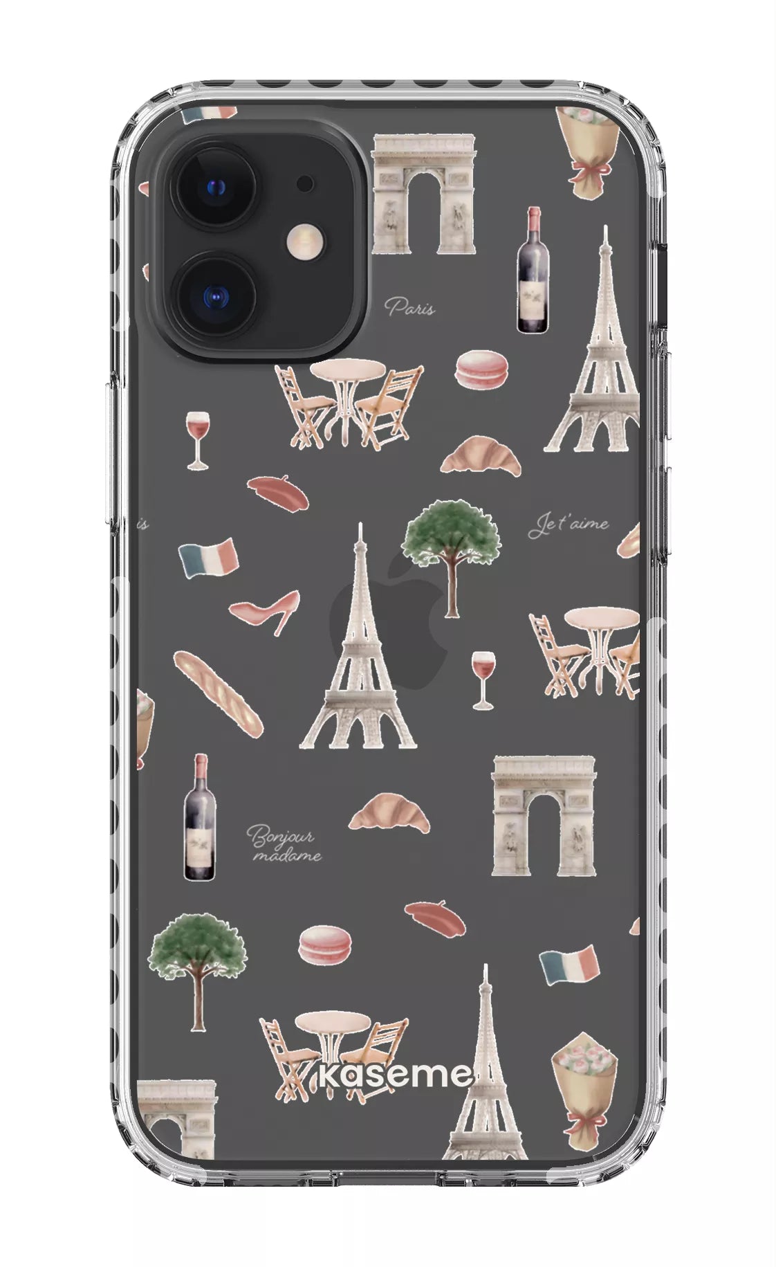 iPhone 12 Mini Clear Case - White Je t'aime Paris Clear Case -