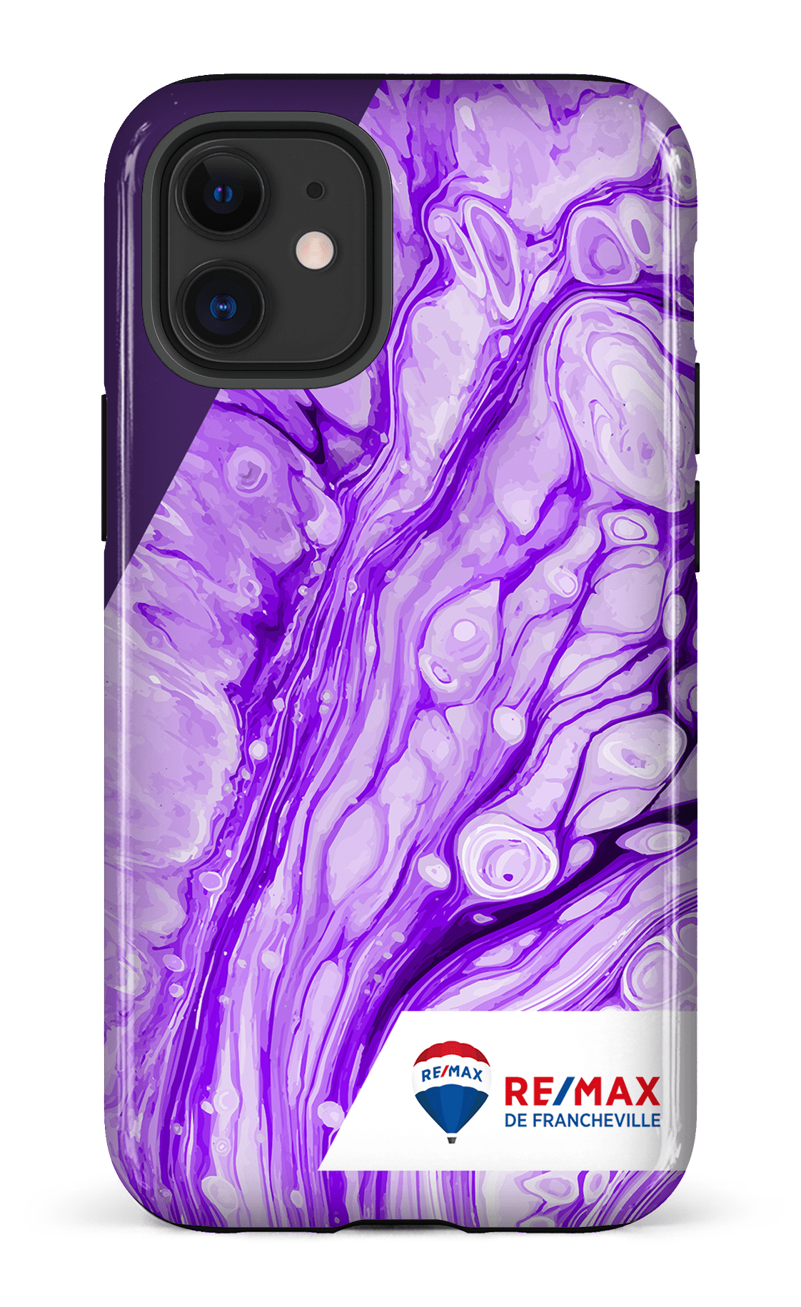 iPhone 12 Mini Tough Peinture marbrée claire violette de Francheville -