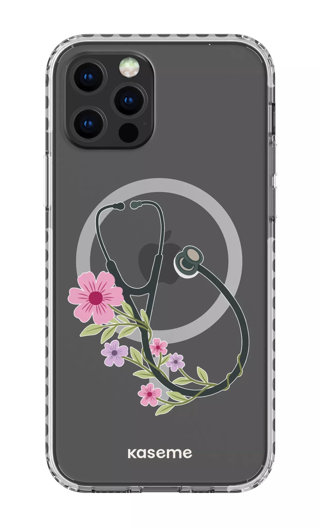 iPhone 12 Pro Clear Case Magsafe - White Blossom Beat Clear Case -