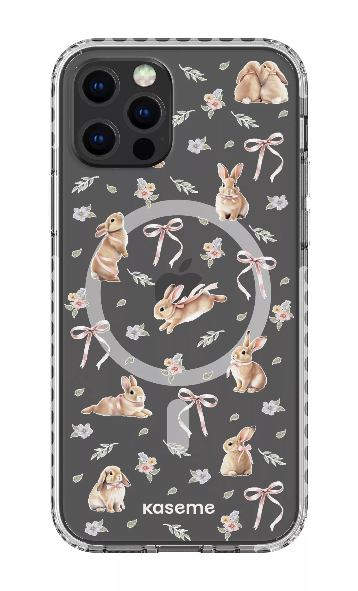 iPhone 12 Pro Clear Case Magsafe - White Bunny Bloom Clear Case -
