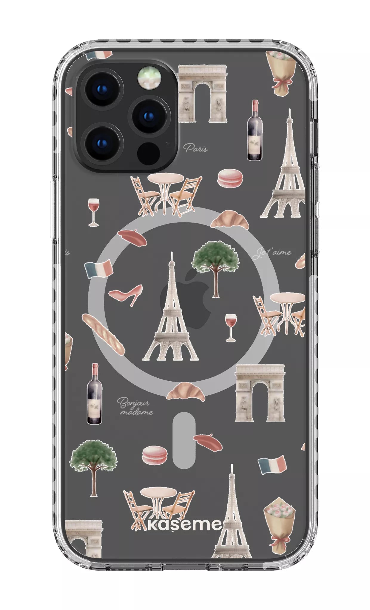 iPhone 12 Pro Clear Case Magsafe - White Je t'aime Paris Clear Case -