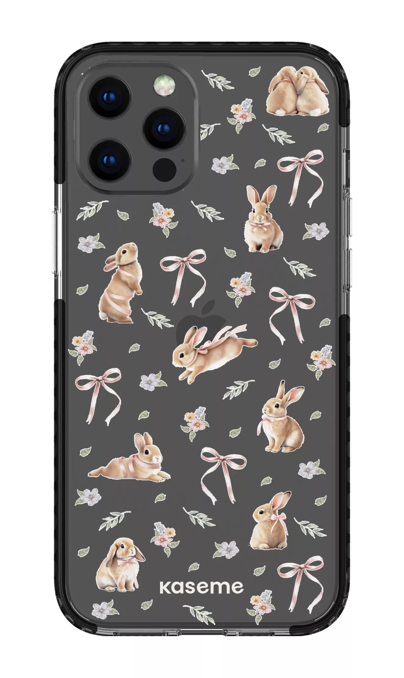 iPhone 12 Pro Max Clear Case - Black Bunny Bloom Clear Case -