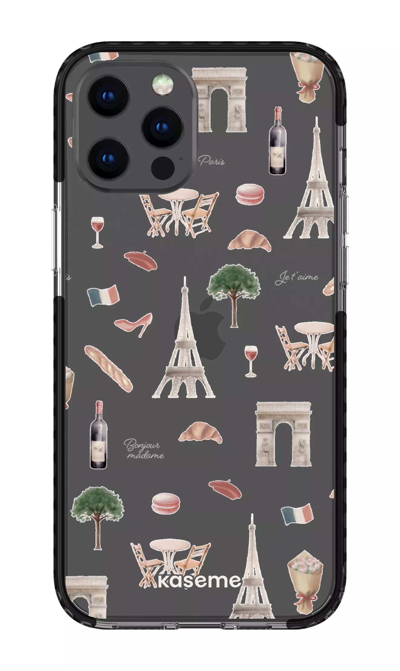 iPhone 12 Pro Max Clear Case - Black Je t'aime Paris Clear Case -