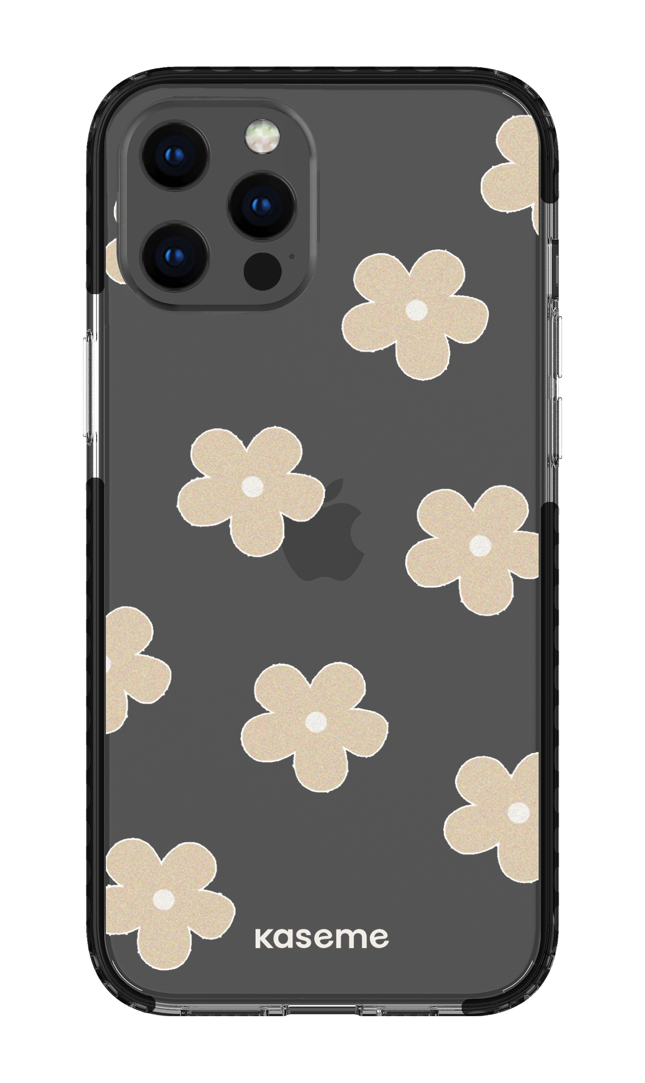 iPhone 12 Pro Max Clear Case - Black Woodstock Beige Clear Case -