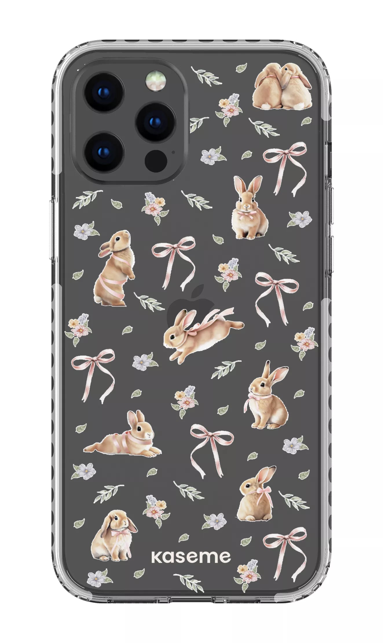 iPhone 12 Pro Max Clear Case - White Bunny Bloom Clear Case -