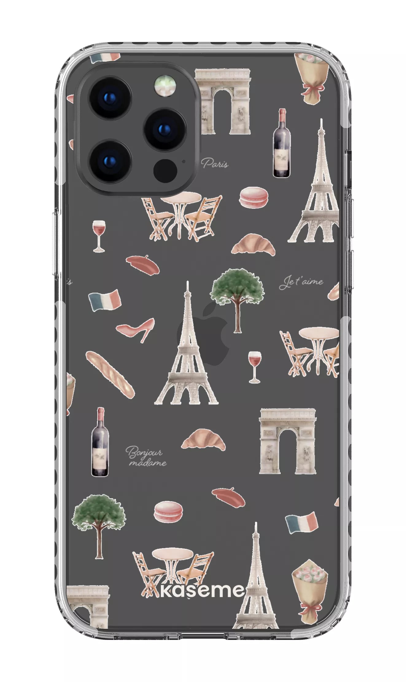 iPhone 12 Pro Max Clear Case - White Je t'aime Paris Clear Case -