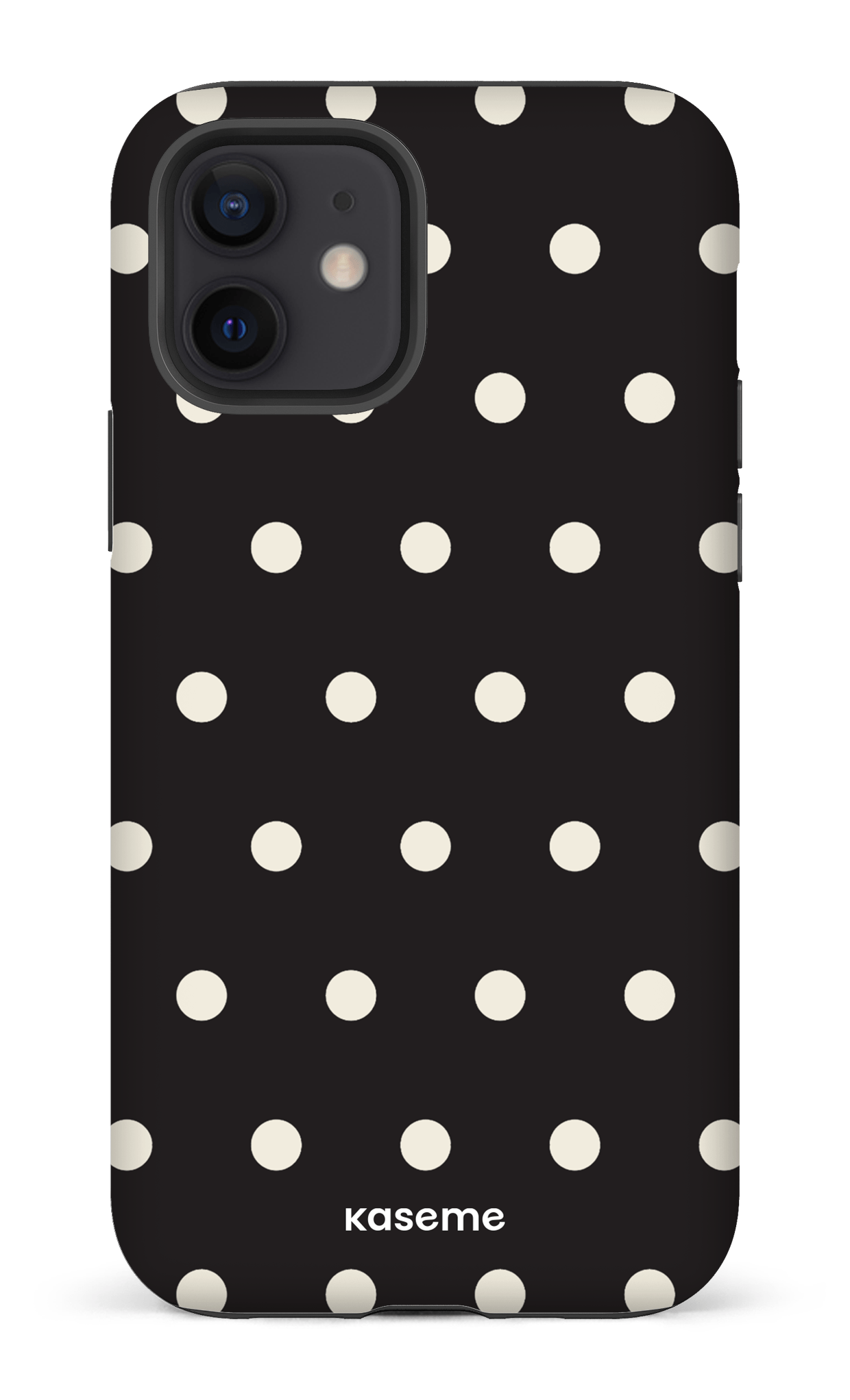 iPhone 12 Tough Matte Polka Black -