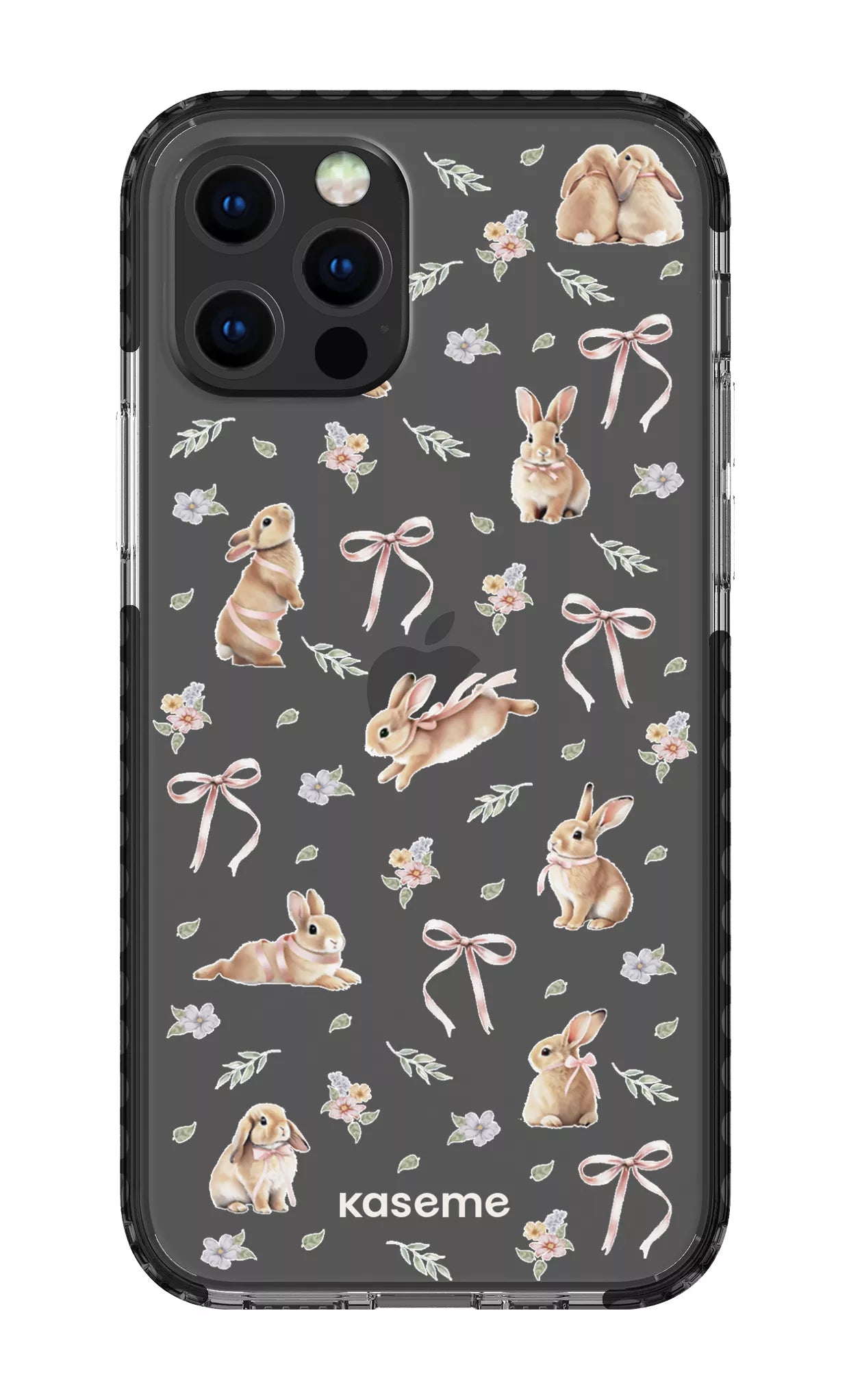 iPhone 12 pro Clear Case Black Bunny Bloom Clear Case -