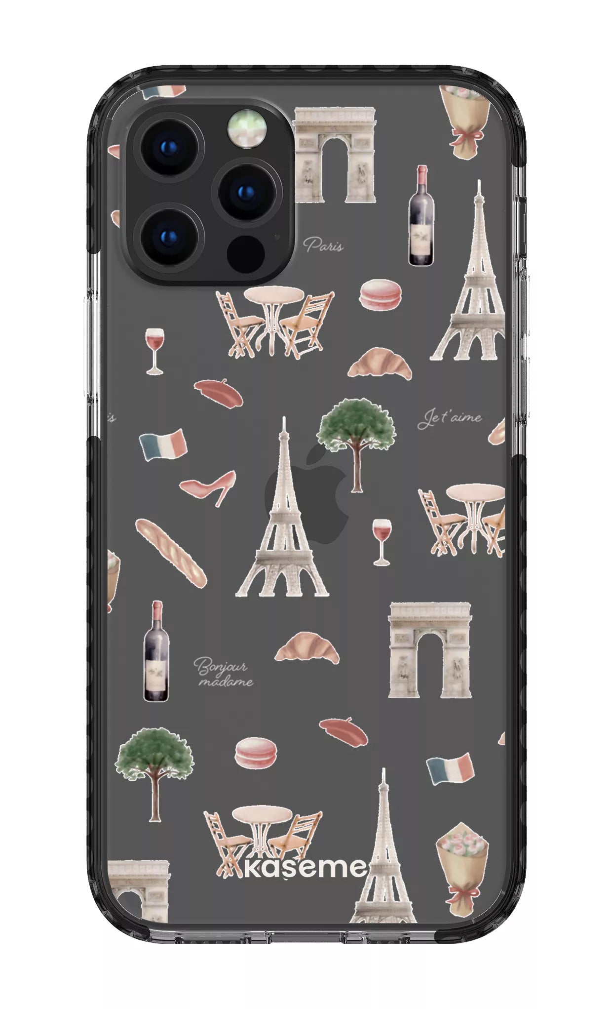 iPhone 12 pro Clear Case Black Je t'aime Paris Clear Case -