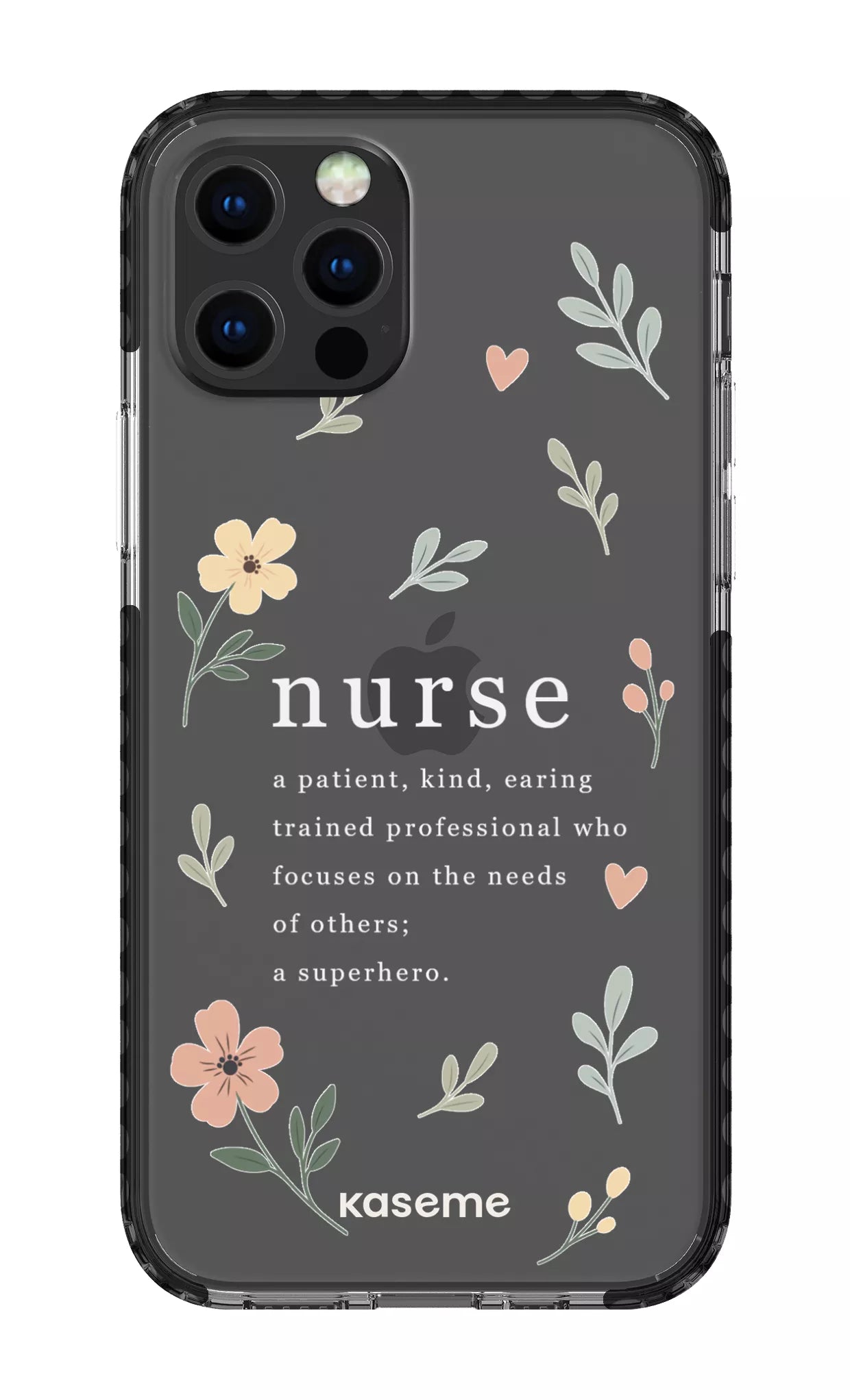 iPhone 12 pro Clear Case Black With Heart Clear Case -