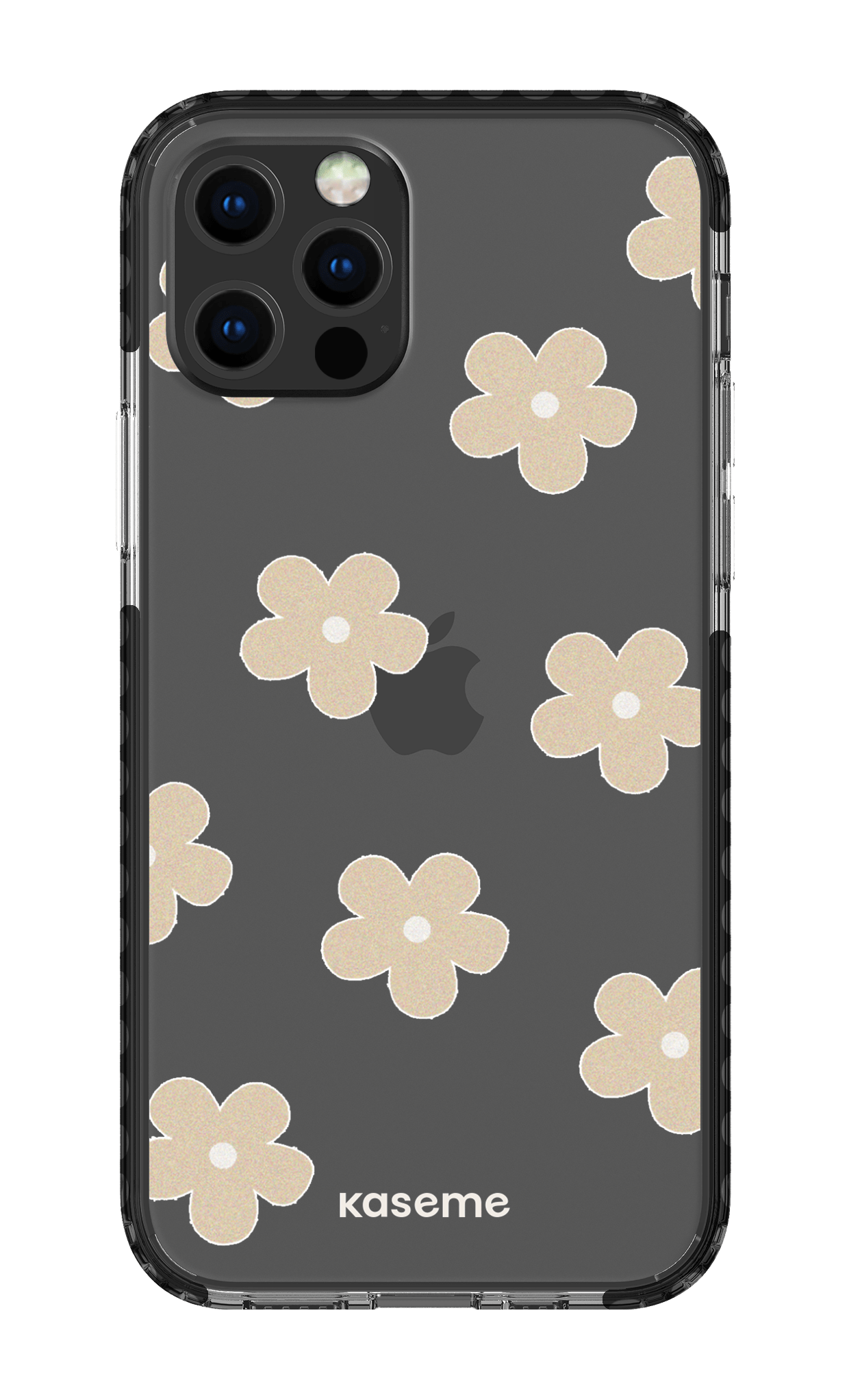 iPhone 12 pro Clear Case Black Woodstock Beige Clear Case -