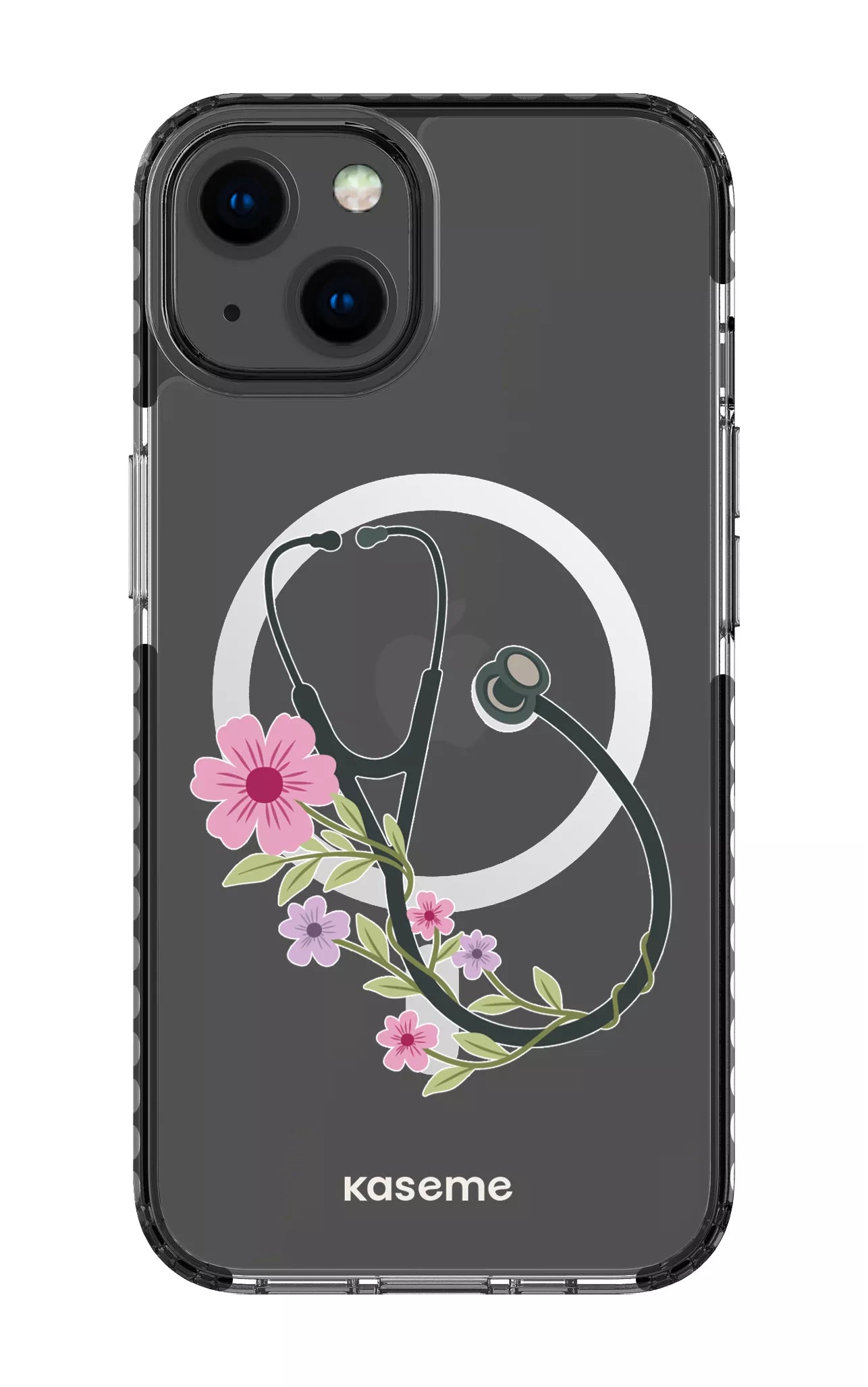 iPhone 13 Clear Case Magsafe - Black Blossom Beat Clear Case -