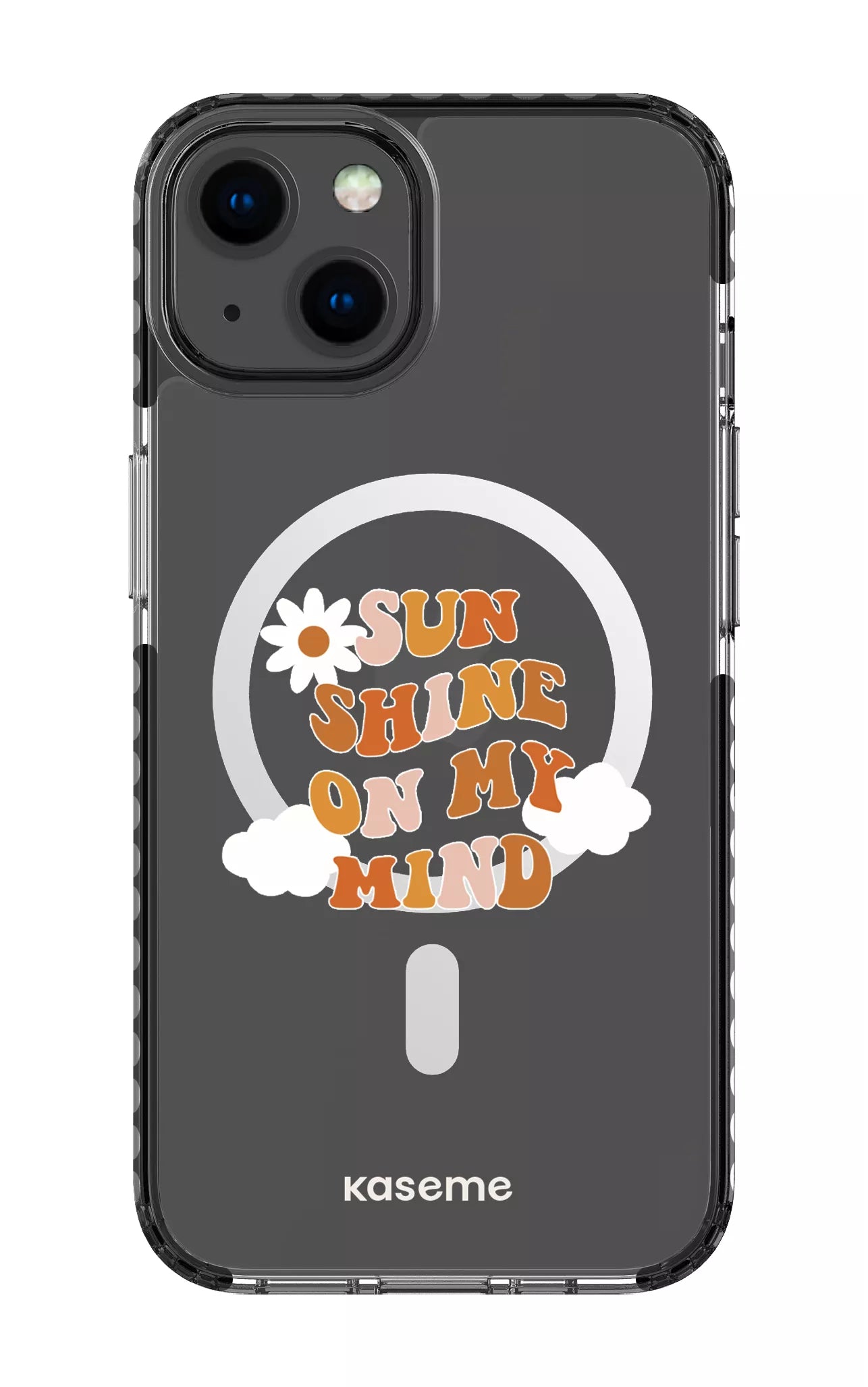 iPhone 13 Clear Case Magsafe - Black Cheerful Clear Case -