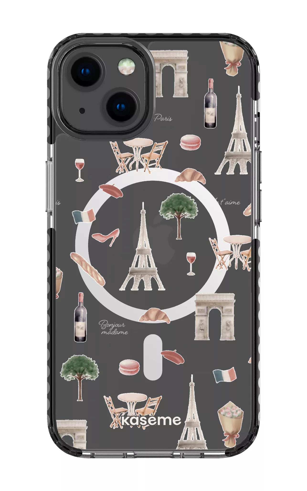 iPhone 13 Clear Case Magsafe - Black Je t'aime Paris Clear Case -