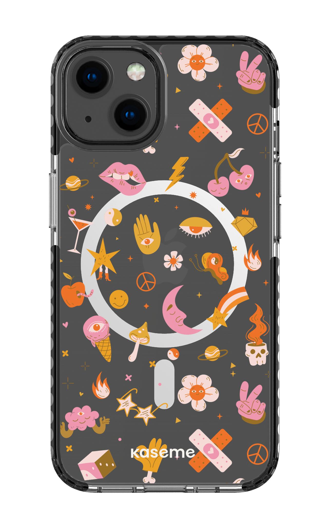 iPhone 13 Clear Case Magsafe - Black Psycho Clear Case -