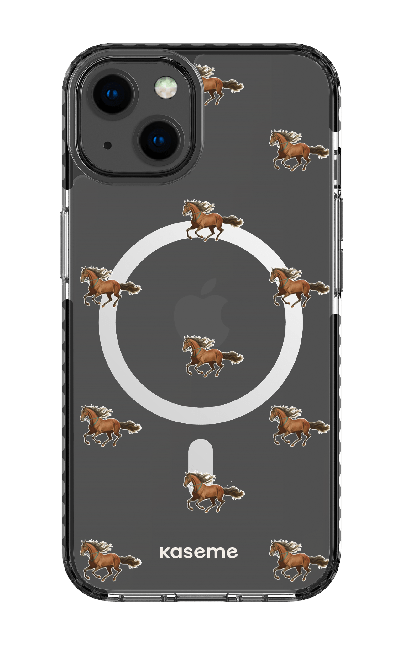 iPhone 13 Clear Case Magsafe - Black Saddle Clear Case -