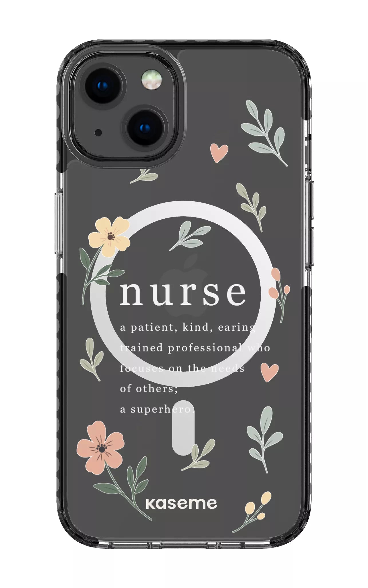 iPhone 13 Clear Case Magsafe - Black With Heart Clear Case -