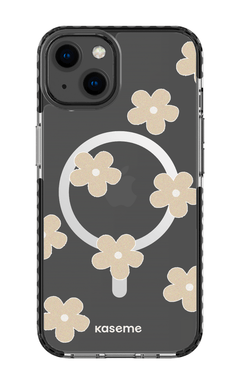 iPhone 13 Clear Case Magsafe - Black Woodstock Beige Clear Case -