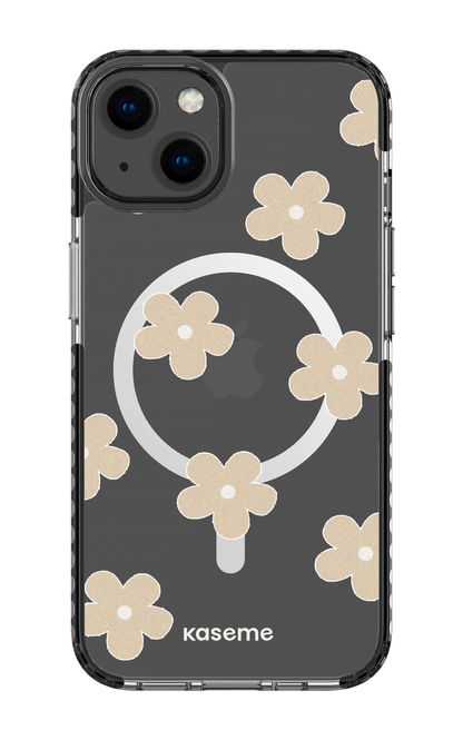 iPhone 13 Clear Case Magsafe - Black Woodstock Beige Clear Case -