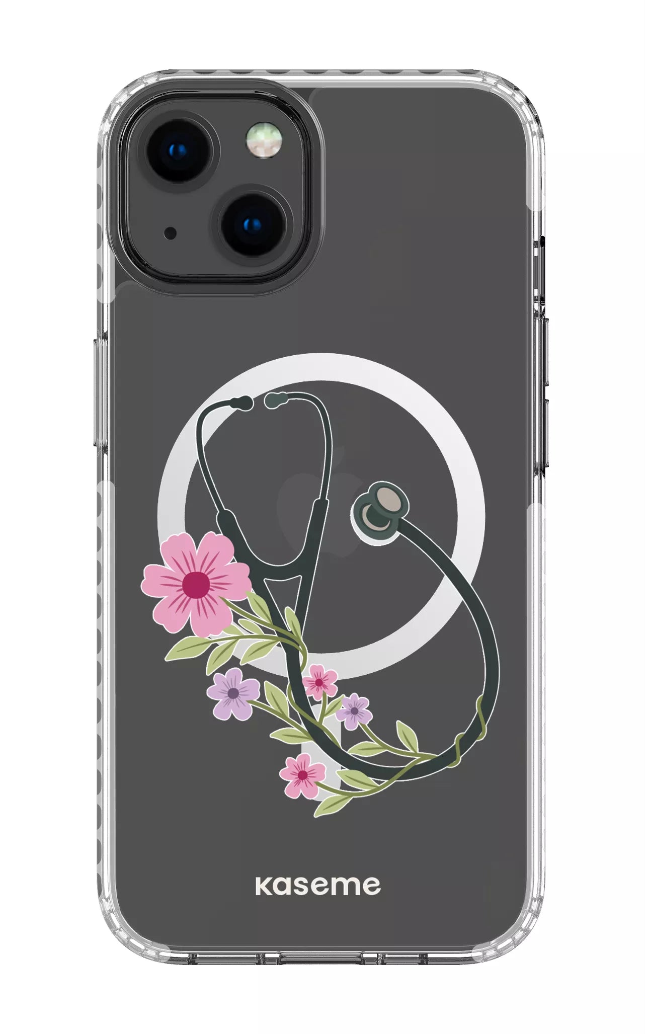 iPhone 13 Clear Case Magsafe - White Blossom Beat Clear Case -