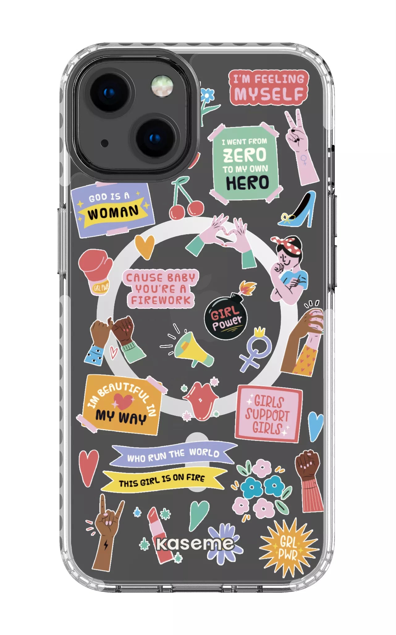 iPhone 13 Clear Case Magsafe - White Girl Boss Clear Case -