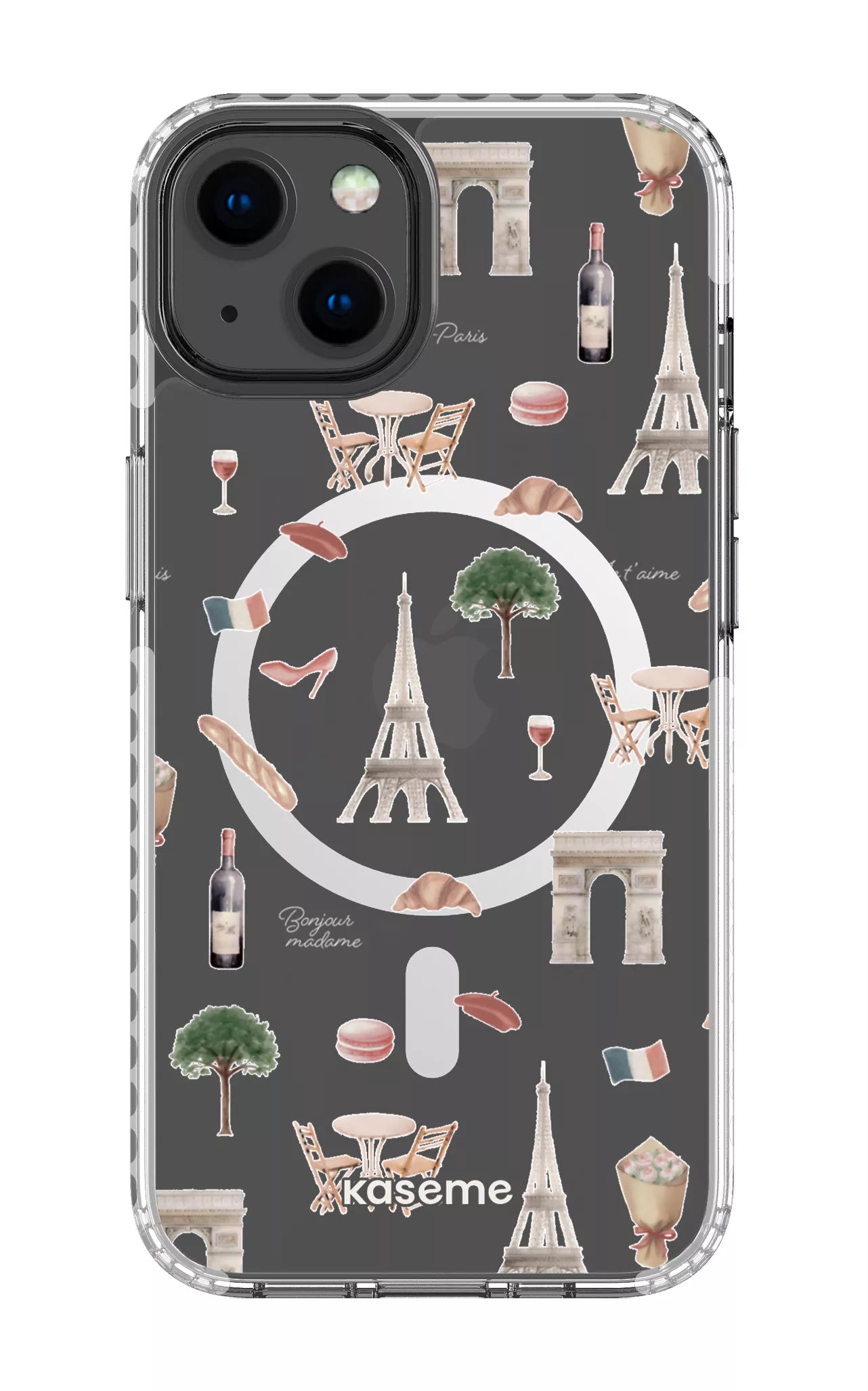 iPhone 13 Clear Case Magsafe - White Je t'aime Paris Clear Case -
