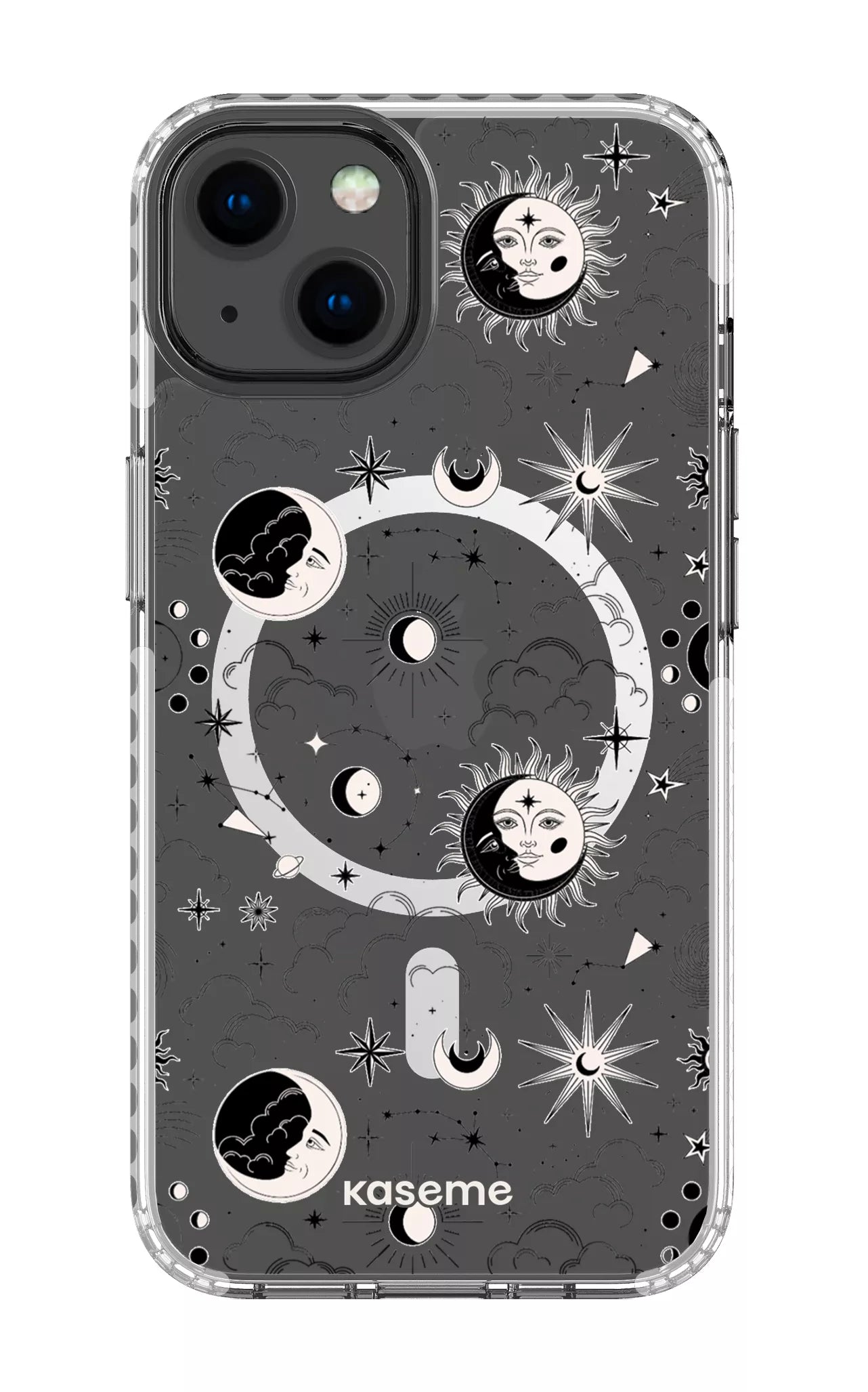 iPhone 13 Clear Case Magsafe - White Milky Way Black Clear Case -